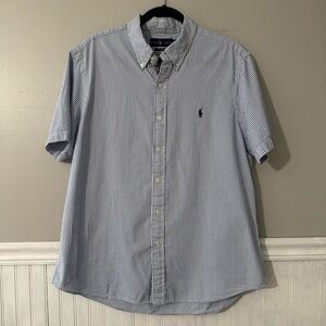 Ralph Lauren Men’s Striped Seersucker Short-Sleeve Shirt Blue & White XL TG